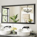 60x28 Inch Black Bathroom Mirror for Wall, Thick Metal Framed Rectangle Mirrors for Over Sink, Bedroom, Living Room, Entryway, Anti-Rust, HD Tempered Glass