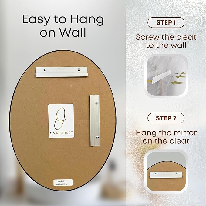 OVALCREST - Oval Wooden Beveled Wall Mirror for Home Decor, Bathroom, Vanity, Bedroom, Living Room, Hallway - London Style (Sunset Gold) 21.1 x 25.1