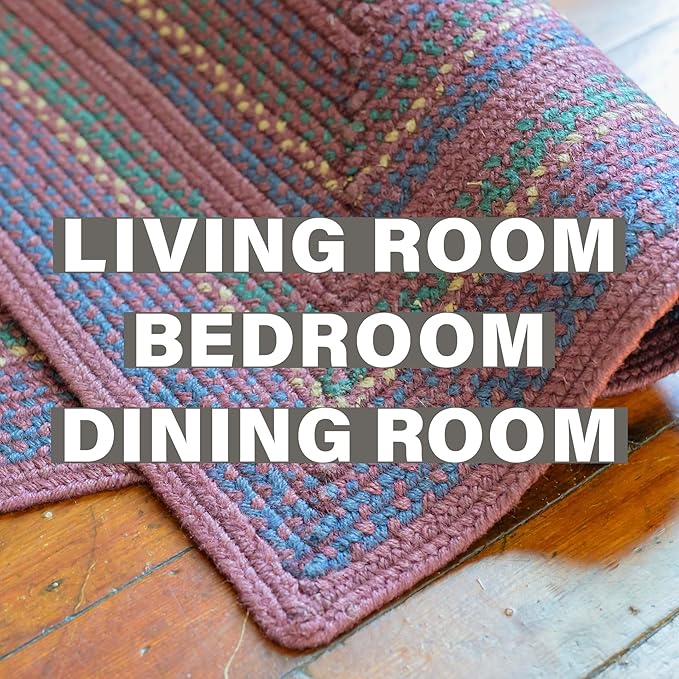 Jamestown Burgundy Oval Braided Rugs, Jute, 8x10' - Rustic Cabin Decor for Bedroom, Living Room, Everywhere