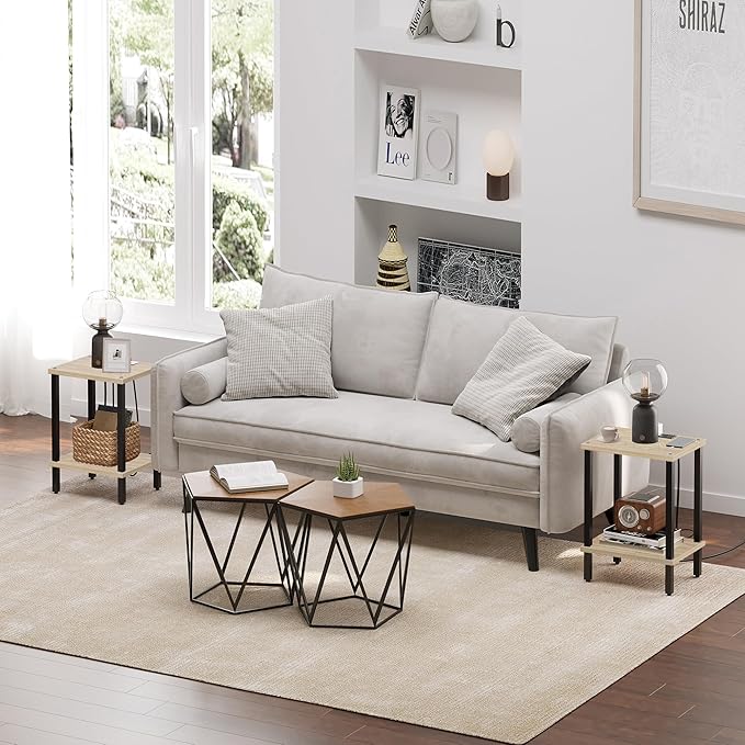 TUTOTAK End Table, Side Table, Nightstand, 2-Tier Storage Shelf, Sofa Side Table for Small Space, Living Room, Bed Room TB01BO034