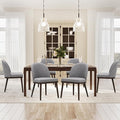 COLAMY Upholstered Dining Chairs Set of 6, Wooden Kitchen Chairs with Open Back, Modern Dining Room Chairs with Wood Frame, Dinner Side Chairs for Dining Room Kitchen Restaurant, Dark Grey