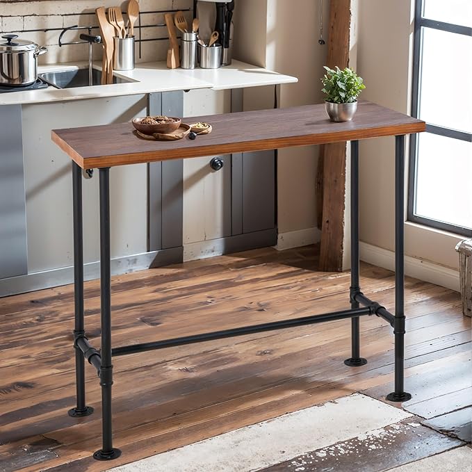 Rustic Dinner Table for Kitchen Dining Room 41.3inch Height Industrial Rectangle Bar Table Farmhouse Narrow Pub Table Vintage Display Stand in Hallway