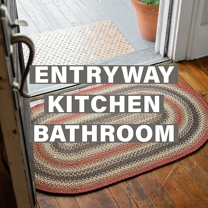 Homespice Chester Oval Braided Rugs 20x30 Perfect for Any Kitchen, Bathroom or Entryway