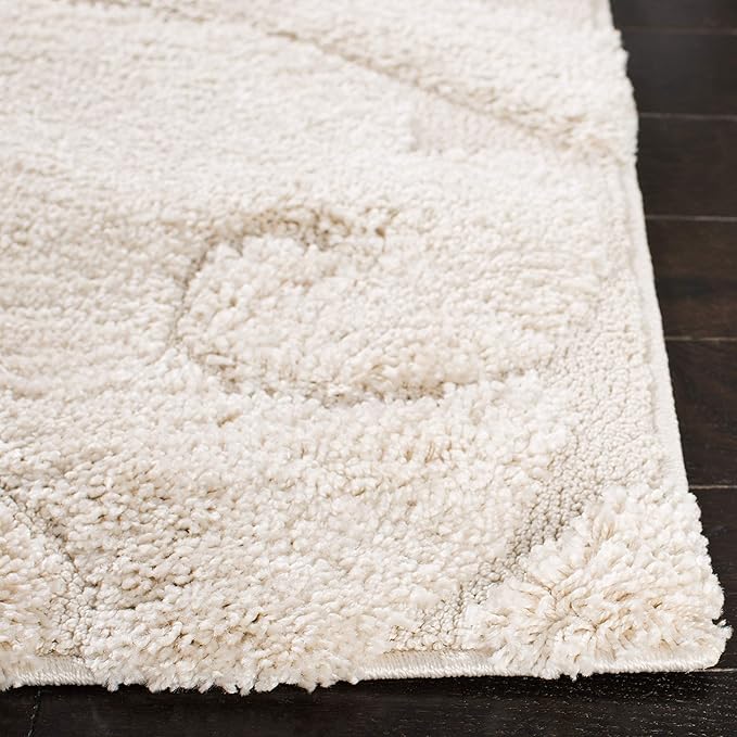 SAFAVIEH Florida Shag Collection X-Large Area Rug - 11' x 15', Creme & Creme, Scroll Design, Non-Shedding & Easy Care, 1.2-inch Thick Ideal for High Traffic Areas in Living Room, Bedroom (SG455-1111)