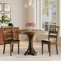 COLAMY Farmhouse Dining Chairs Set of 2, Upholstered Kitchen Chairs with Ladder Back, Modern Wood Side Dining Room Chairs with Wooden Legs for Rustic Restaurant, Dark Brown
