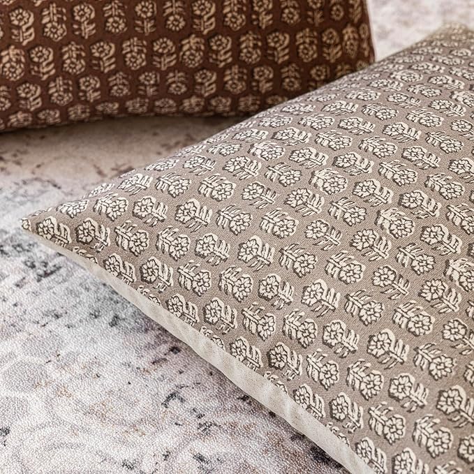Foindtower Set of 2 Decorative Floral Body Lumbar Throw Pillow Covers Neutral Modern Farmhouse Cushion Covers Vintage Home Decor for Sofa Couch Chair Bedroom Living Room Outdoor,14×36 Inch,Tan Taupe