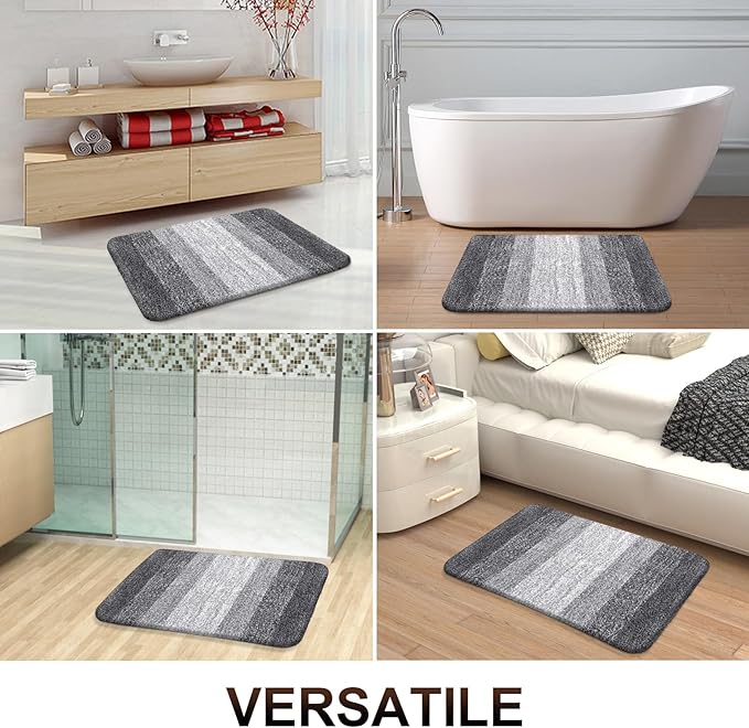 OLANLY Bathroom Runner Rugs 59x17, Extra Soft Absorbent Microfiber Bath Rugs, Rubber Backing, Quick Dry, Machine Washable Bath Mats for Bathroom Floor, Tub and Shower, Home Decor Accessories, Grey