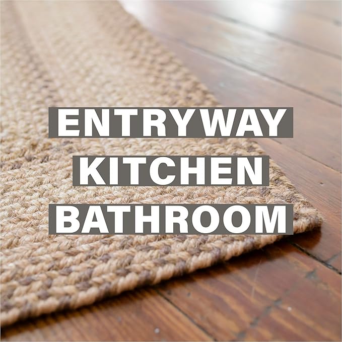 Homespice Cookie Dough Brown Braided Rugs 27x45 - Jute Braided Country Kitchen Rugs for Rustic Decor