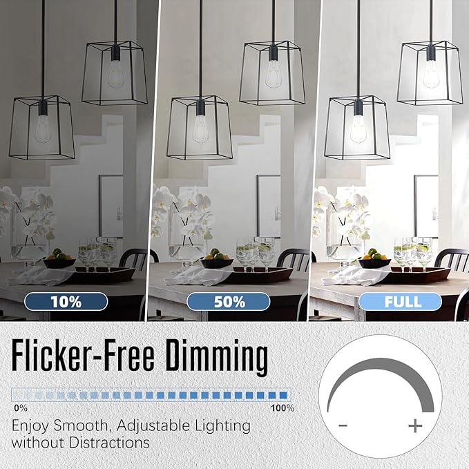 Edison Bulbs 60 watt Equivalent LED, E26 Bulb Dimmable, Cool White 4000K, ST58 Vintage Light Bulbs, 90+ CRI, 6W 600LM, E26 Medium Base, Clear Glass, 18 Pack