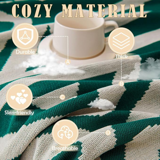 HANDONTIME Couch Cover Boho Sofa Covers Washable Forest Green Dog Covers for Couches Reversible Couch Blanket Cover Geometric L Shaped Couch Covers for 2 3 Couch Cushion Cover Dark Green, 71" X118"