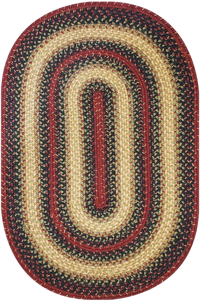 Highland Multi Color Jute Braided Oval Rugs, 27x45 - Warm Country and Lodge Decor, Perfect for Laundry Rooms, Kitchens and Entryways - Reversible and Easy to Clean