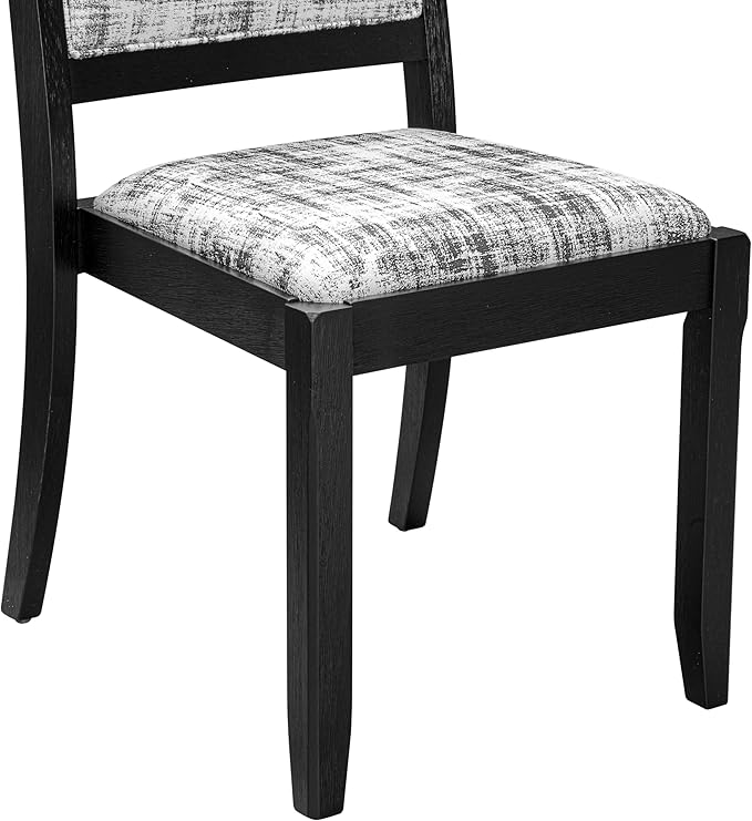 X02X2-2C6-30 4-pc Dining Room Table Set a Rectangular Kitchen Table and a wooden Bench and 2 Wire Brushed Black Polyester Stackable Chair, 39x120 Inch, Wire Brushed Black
