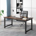 Tribesigns 63” Executive Desk, Large Office Computer Desk with Thicken Frame, Modern Simple Workstation Business Furniture for Home Office, Vintage Brown/Black