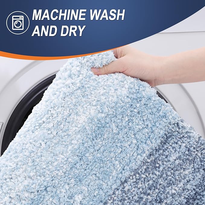 OLANLY Bathroom Rugs Mat 47x32, Extra Soft Absorbent Microfiber Bath Rugs, Rubber Backing, Quick Dry, Machine Washable Bath Mats for Bathroom Floor, Tub and Shower, Home Decor Accessories, Blue