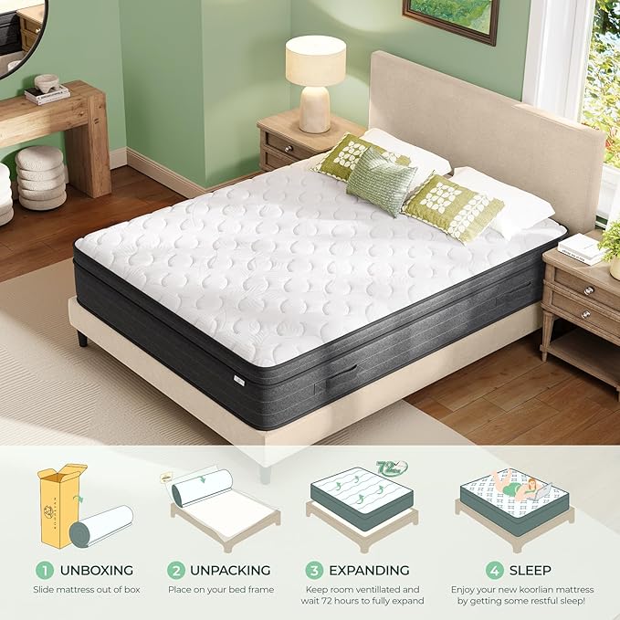 XL Twin Mattress 12 Inch in a Box - Memory Foam & Pocket Spring Bed Mattress for Back Pain Relief, Cool Breathable Fiberglass-Free Cover, Medium Firm, CertiPUR-US Certified