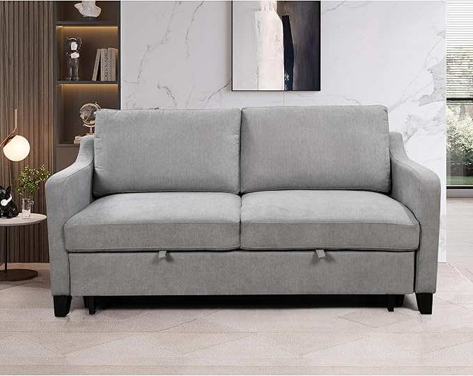 ERYE Modern 3-in-1 Sofa Loveseat Convertible Sleeper Sofabed, Queen Size Upholstered Love Seat Sofa Soft Cushion Daybed with Pull Out Sleeper Couch Bed for Living Room Home Apartment RV