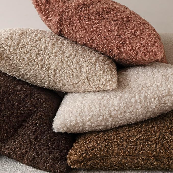 Foindtower 2 Pieces 26x26 Inch Dusty Pink, Faux Fur Throw Pillow Cover Accent Sherpa Furry Pillow Covers Fuzzy Soft Pillowcases Cozy Sheepskin Decorative Fleece Cushion Case for Bed Couch Living Room