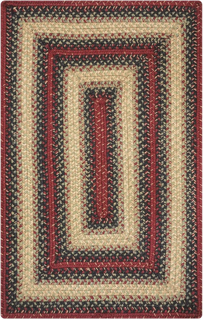 Highland Multi Color Jute Braided Area Rug, 4x6' Rectangle - Warm Country and Cabin Decor, Perfect for Kitchens and Large Entryways - Durable, Reversible and Easy to Clean
