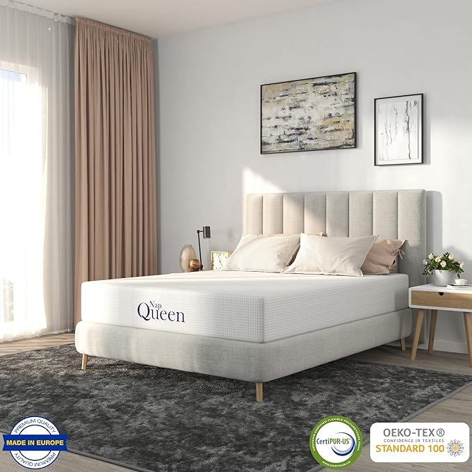 NapQueen 12 Inch Twin Size Mattress, Bamboo Charcoal Memory Foam Mattress, Bed in a Box, White