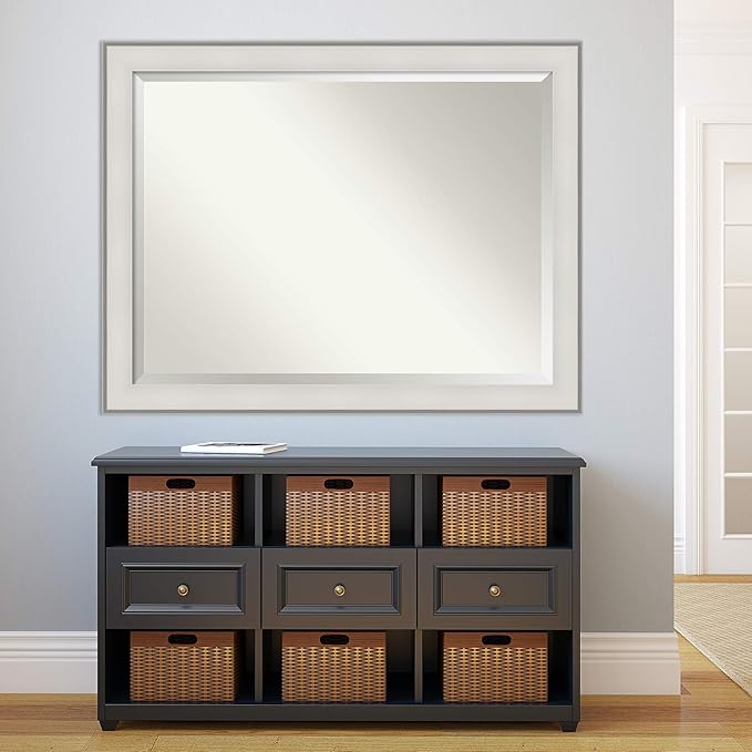 Amanti Art White Bathroom Mirror for Over Sink, 35x45 Imperial White Rectangle Vanity Mirror, X-Large Traditional Frame, Hangs Horizonally and Vertically, Bathroom Wall Decor, Beveled Edge