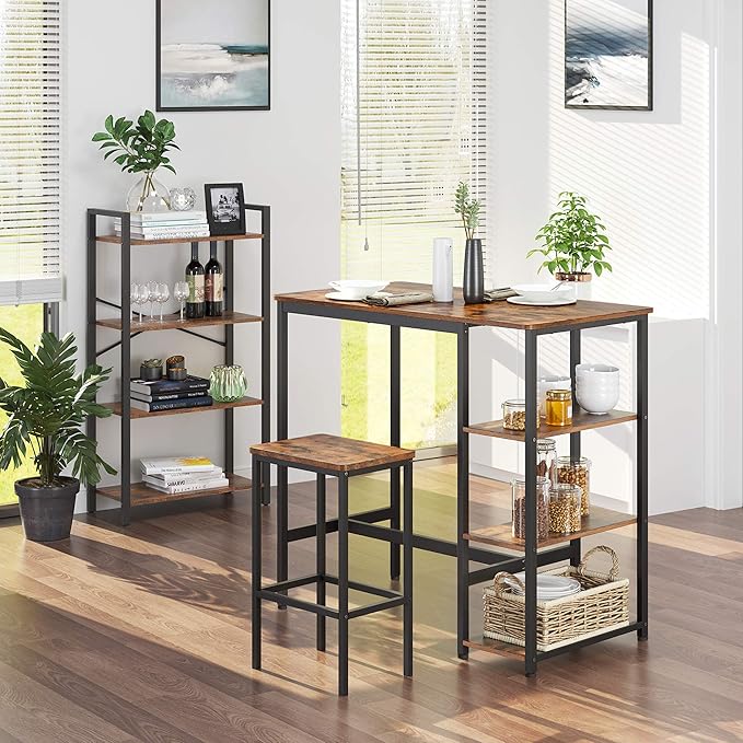 VASAGLE Bar Table with Sturdy Metal Frame, Easy Assembly, Industrial Design, 23.6 x 42.9 x 39.4 inches, Rustic Brown