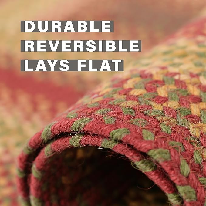 Cider Barn Cranberry Red Braided Oval Rug, Jute, 4x6' - Perfect Country Rustic Decor for Entryway, Bedroom, Everywhere
