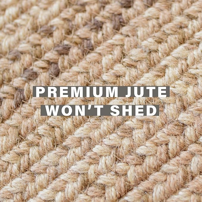 Homespice Cookie Dough Jute Braided Kitchen Rugs 27x45 - Country Style Small Brown Rug for Rustic Decor