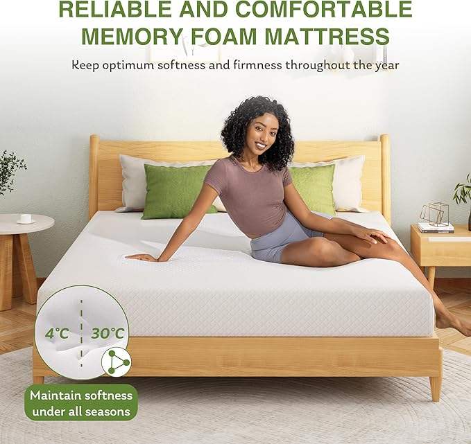 Twin XL Memory Foam Mattress, 12 Inch Bed Mattress in a Box with Cooling Green Tea Gel, Relieve Pressure with Medium Support, CertiPUR-US Certified, 80''L x 38''W, White