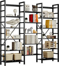 IRONCK Bookshelves 6 Tiers Triple Wide Industrial Bookshelf, Large Etagere Bookshelf Open Display Shelves with Metal Frame for Living Room Bedroom Home Office