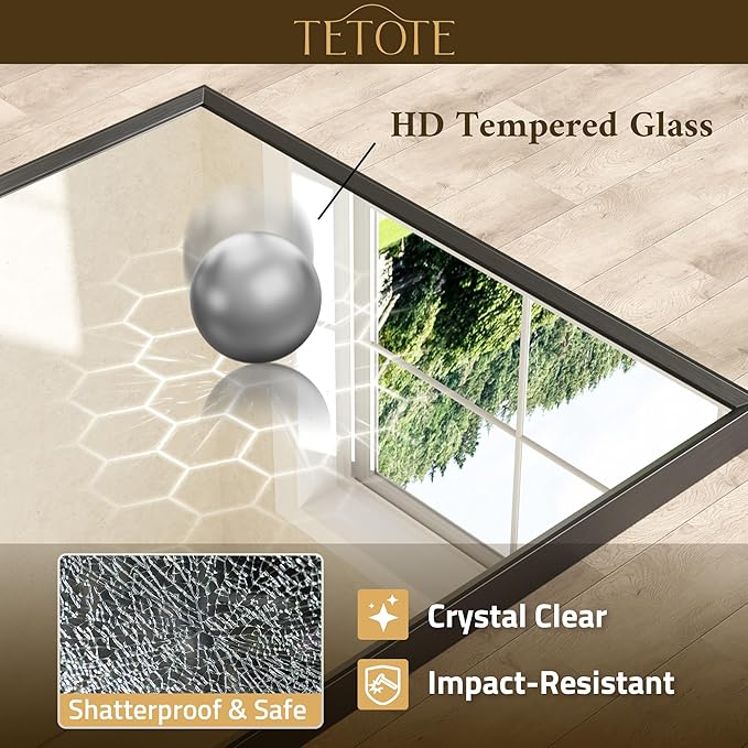 TETOTE Black Framed Mirror for Bathroom Vanity 40" x 30" Matte Black Rectangle Beveled Frame Wall Mirror for Over Sink, Tempered Glass, Modern Farmhouse Bedroom, Entryway, Living Room