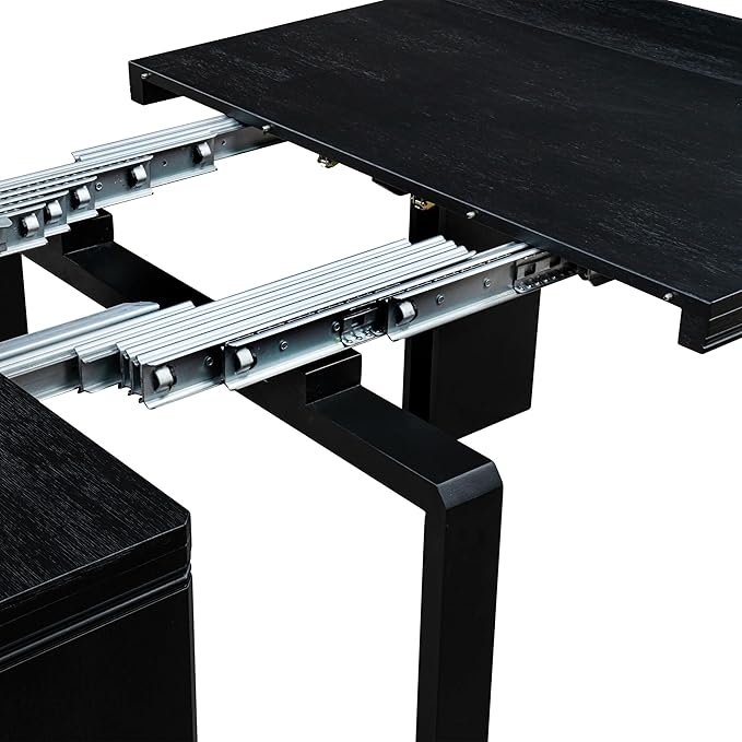 X12SI-0C6-48 - 14-piece Dining Room Table Set a Rectangular Dining Table with a coffee Table and 12 coffee Linen Fabric kitchen Chair, 39x120 Inch, Wire Brushed Black