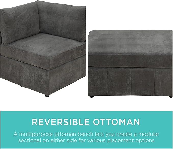 Sectional Couches for Living Room, L Shaped Modular Sectional Sofa with Ottoman, Modern Large U Shaped Couch for Bedroom, Brown