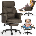 ELABEST C39 Cross Legged Office Chair with Footrest & Convertible Armrests - Pet-Friendly XL Home Desk Chair, Ergonomic Recliner with Lumbar Pillow, Criss Cross Design, Big and Tall Executive Chair