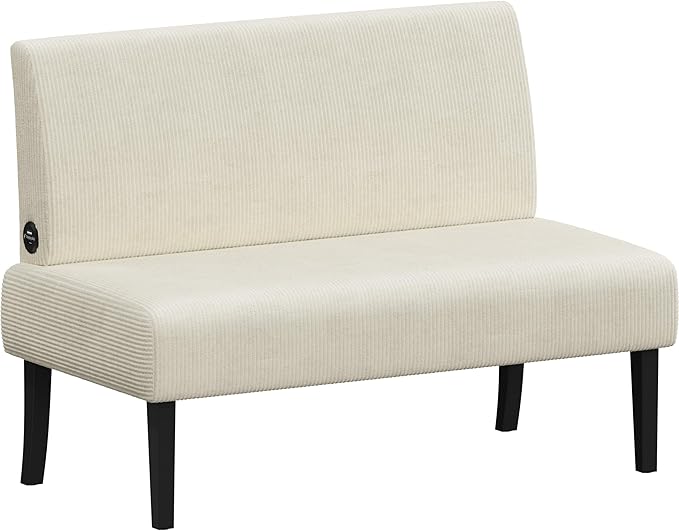 Yaheetech Small Mini Sofa Couch Armless Loveseat Futon for Bedroom, Corduroy Fabric & Easy Assembly, for Small Spaces Living Room,Dorm,Office,Apartment, Beige