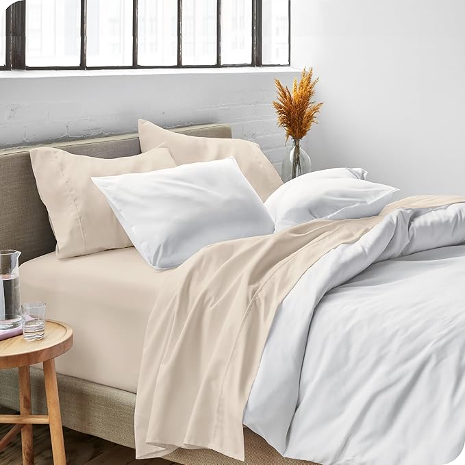 Bare Home California King Sheet Set - 1800 Ultra-Soft Microfiber Cal King Bed Sheets - Double Brushed - Deep Pockets - Easy Fit - 4 Piece Set - Bed Sheets (California King, Sand)