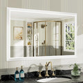 48x30 Inch White Bathroom Mirror for Wall, Thick Metal Framed Rectangle Mirrors for Over Sink, Bedroom, Living Room, Entryway, Anti-Rust, HD Tempered Glass