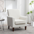 Container Furniture Direct Contemporary Accent Arm Chair with Birch Wood Frame and Velvet Upholstery, Armchair for Office and Living Room Decor, Removable Cushions, Beige