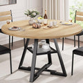 47'' Round Dining Table for 4,Kitchen Dining Room Circle Dinner Pedestal Table,Space Saving Wood Kitchen & Dining Room Furniture (Natual Wood, 47In)