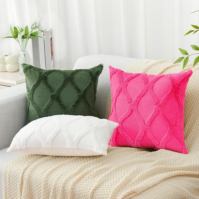 decorUhome Throw Pillow Covers 12x20 Inch Set of 2, Soft Plush Faux Fur Wool Lumbar Forest Elf Couch Pillow Covers, Decorative Neutral Pillow Cases for Bed Sofa Living Room Home Decor