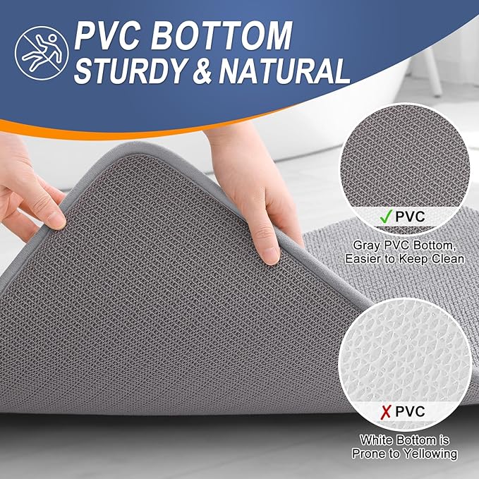 OLANLY Thick Memory Foam Bath Mat Rug 59x35, Extra Soft Absorbent Bathroom Rugs, Quick Dry Bath Mats, Non-Slip, Machine Washable Carpet for Bathroom, Tub and Shower, Home Decor Accessories, Grey