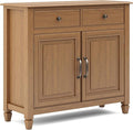 SIMPLIHOME Connaught 40-inch Wide Solid Wood Storage Cabinet in Light Golden Brown for Entryway, Living Room , Organizer for Hats, Gloves, Shoes, Keys, Slim Design, Traditional Style