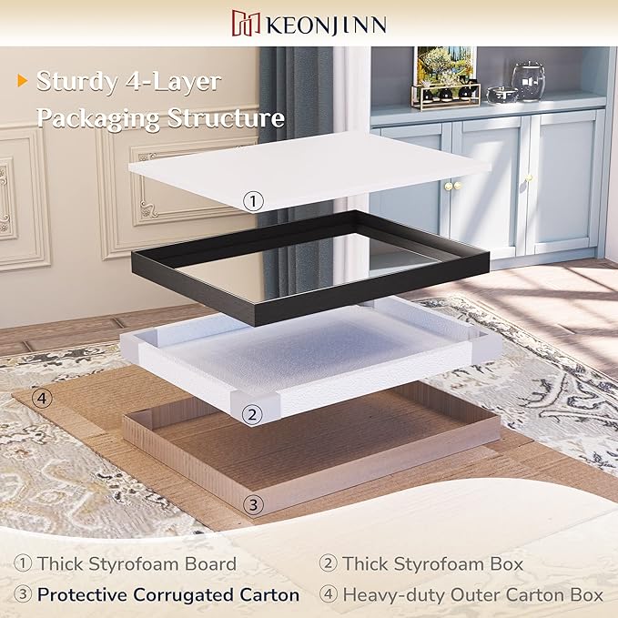 Keonjinn Black Mirror - 72 x 36 Inch, Matte Black Bathroom Mirror with Metal Frame, Suitable for Farmhouse and Modern Decor (Horizontal/Vertical)