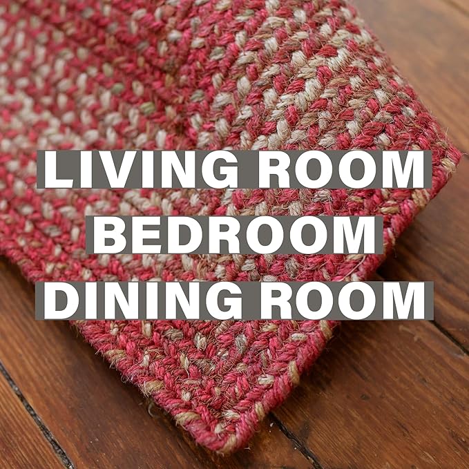 Homespice Apple Pie Jute Red Braided Rugs 5x8' Oval for Living Room, Bedroom Rug and Dining Room. Pet Friendly. Decor Styles- Farmhouse Rug, Rustic, Vintage, Cottage, Primitive, Country, Boho Rug