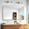 BONEWEI Silver Bathroom Mirror,55x36 inch Wall Mirror for Bathroom Wall Mounted,Rectangle Mirror for Bathroom Over Sink,Modern Frame Round Corner for Living Room,Bedroom Entryway,Horizontal/Vertical