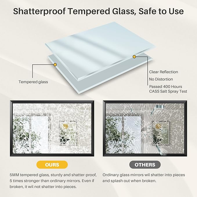 55x32 Inch Black Bathroom Mirror for Wall, Thick Metal Framed Rectangle Mirrors for Over Sink, Bedroom, Living Room, Entryway, Anti-Rust, HD Tempered Glass
