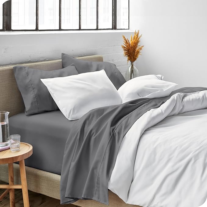 Bare Home Twin Sheet Set - 1800 Ultra-Soft Microfiber Twin Bed Sheets - Double Brushed - Deep Pockets - Easy Fit - Extra Soft - 3 Piece Set - Bedding Sheets & Pillowcases (Twin, Grey)