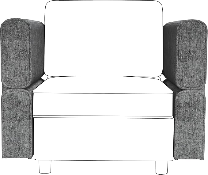 GAOMON Chenille Armrest Module for Modular Sectional Sofa, 90°-180° Adjustable Sofa Armrest, A Pair of Couch Armrests for Sectional Sleeper Sofa, Gray