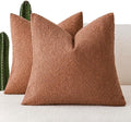 Foindtower Set of 2, Decorative Textured Boucle Throw Pillow Covers Accent Solid Pillow Cases Neutral Couch Cushion Case for Chair Sofa Bedroom Living Room Home Decor 16x16 Inch Burnt Orange Hazel