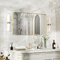 40×24 Gold Bathroom Mirror, Rectangular Bathroom Vanity Mirror for Wall with Rounded Corners & Aluminum Alloy Frame, Tempered-Glass, Modern, Farmhouse, Horizontal/Vertical, Entryway, Bedroom