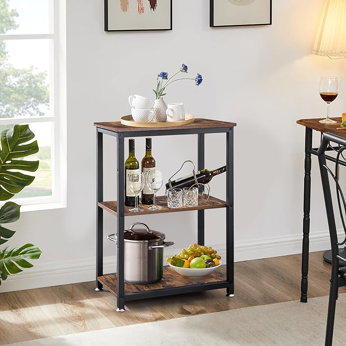 VECELO Tall End Side Table,30" Height Nightstand with 3-Tier Storage Shelf for Living Room Bedroom Office Hallway Study